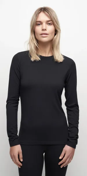 Le Bent Womens Core Light Weight Crew Base Layer Black