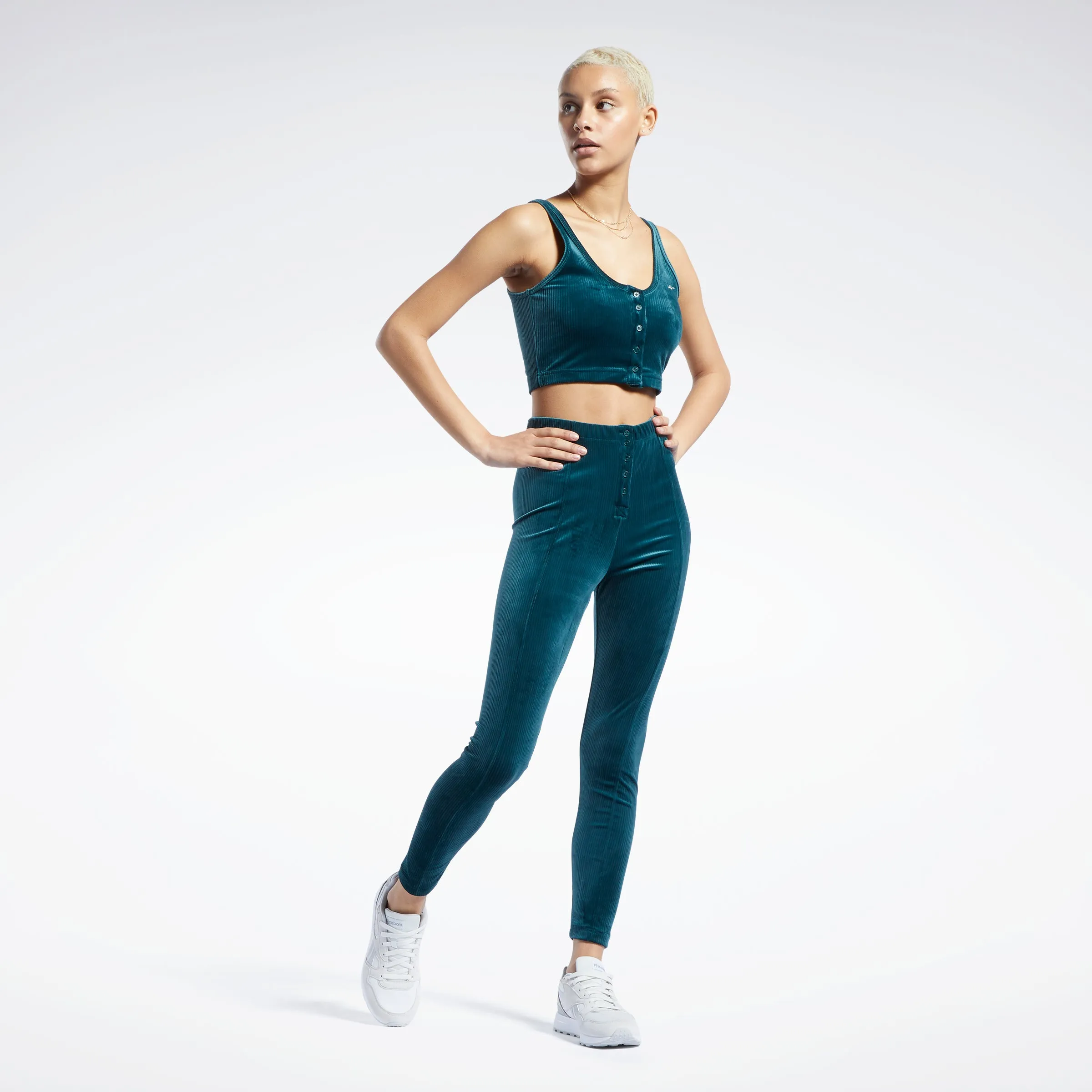 Reebok Apparel Women Classics Velour Leggings Forgrn