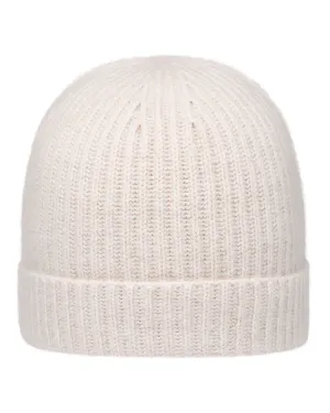 Unisex Ribbed Cashmere Hat Frost White