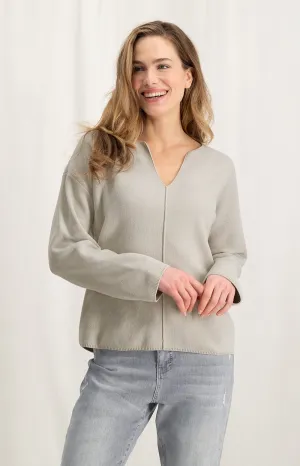 YAYA Chenille V-neck Sweater Beige